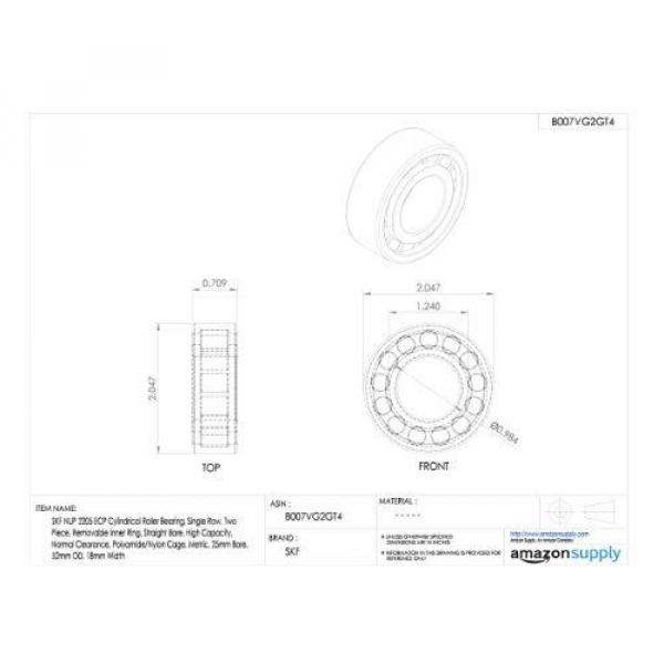 SKF NUP 2205 ECP Cylindrical Roller Bearing, Single Row, Two Piece, Removable #2 image