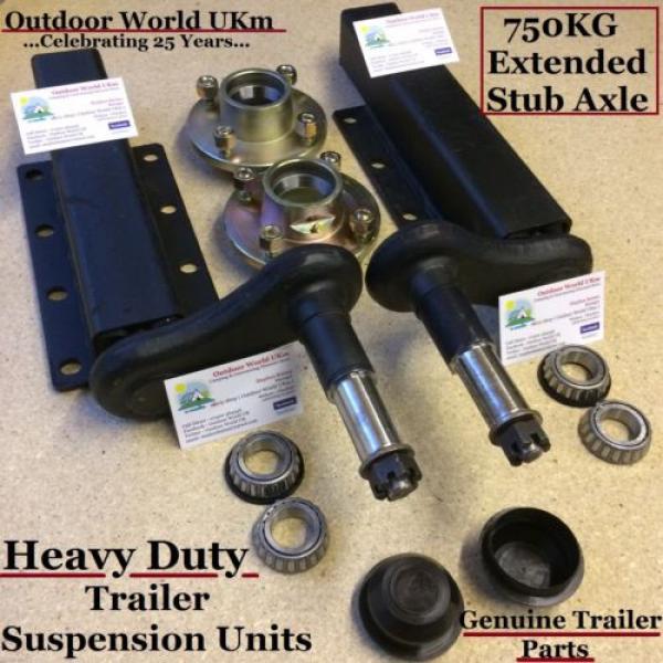 Quality 750 KG Trailer Suspension Units Extended Stub Axle Hubs Bearings &amp; Caps~ #1 image