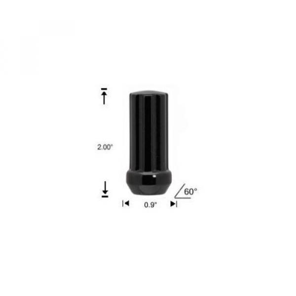 (24) 14x2 BLACK SPLINE TUNER LUG NUTS WHEEL LOCKS W/ (1) KEY 2&#034; TALL M14X2.0 XL #2 image