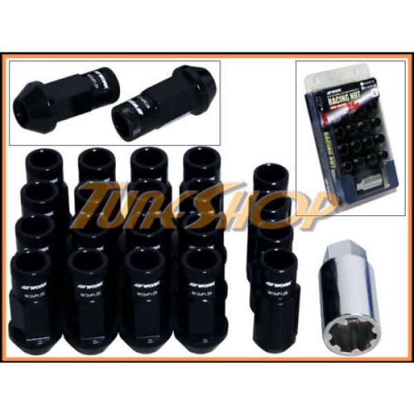 WORK RACING RS-R EXTENDED FORGED ALUMINUM LOCK LUG NUTS 12 X 1.25 BLACK OPEN S #1 image