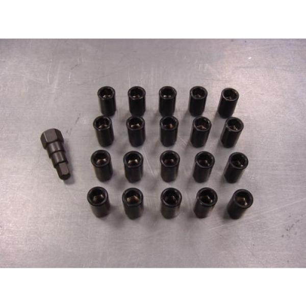 12x1.5 Steel Lug Nuts 20 pcs Set Lock Key Black Tuner Lugs Open End Honda Lexus #3 image
