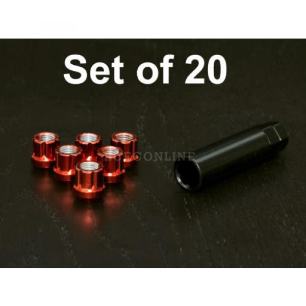 20pc 12x1.5 Spline Red Lug Nuts w/ Key (Cone Seat) Short Open End Locking #1 image