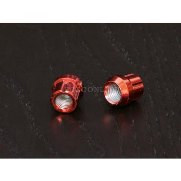 20pc 12x1.5 Spline Red Lug Nuts w/ Key (Cone Seat) Short Open End Locking #3 image