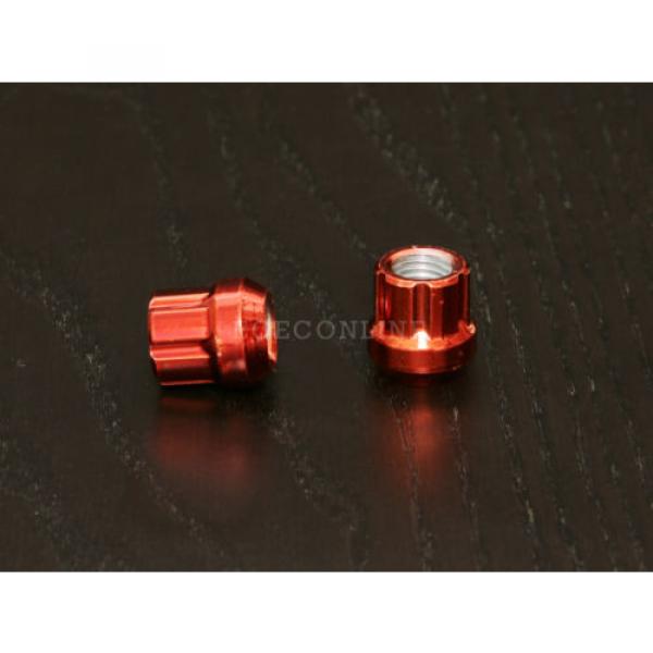 20pc 12x1.5 Spline Red Lug Nuts w/ Key (Cone Seat) Short Open End Locking #4 image