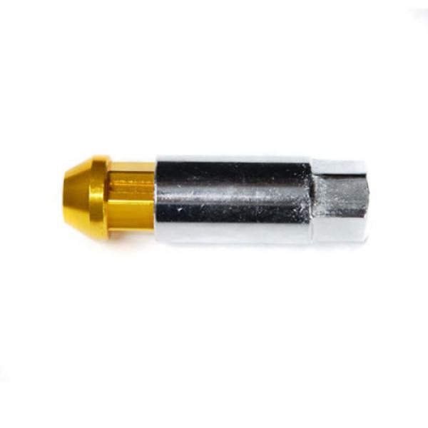 Type-4 50mm Wheel Rim Closed End Lug Nuts 20 PCS Set M12 X 1.5 GOLD w/ LOCK #3 image