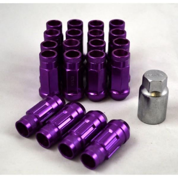 NNR Steel Extended Wheel Lug Nuts &amp; Locks Open Ended Purple 49mm 12x1.5 20pcs #1 image