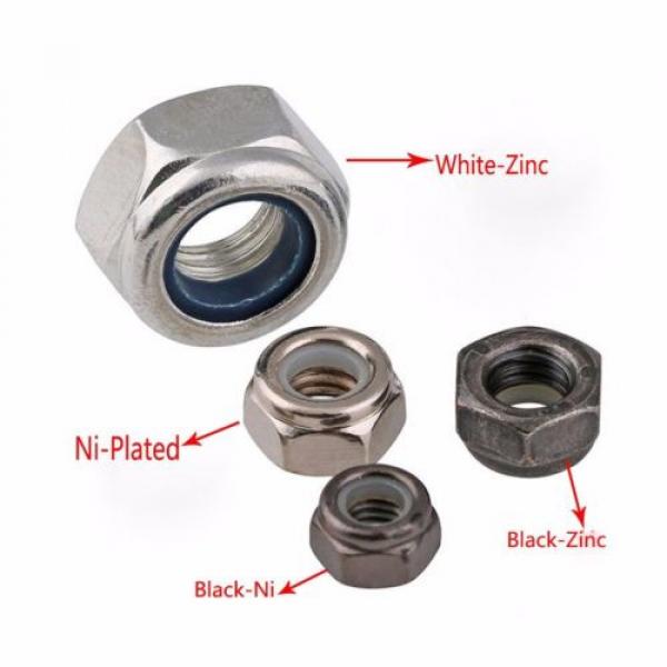 Ni-Plated/Black-Zinc/White-Zinc/Black-Ni Hex Nyloc Lock Nuts M2 M2.5 M3 M4 M5 M6 #1 image