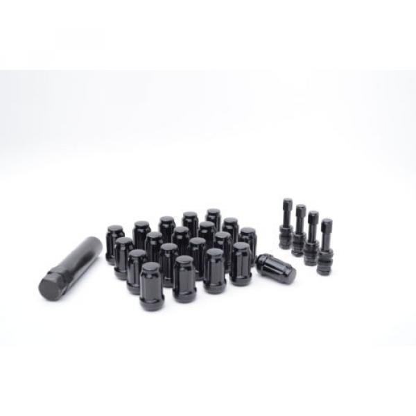 20 Black Spline Locking Lug Nuts 12x1.5 | 4 Black Aluminum Valve Stems | NEW #1 image