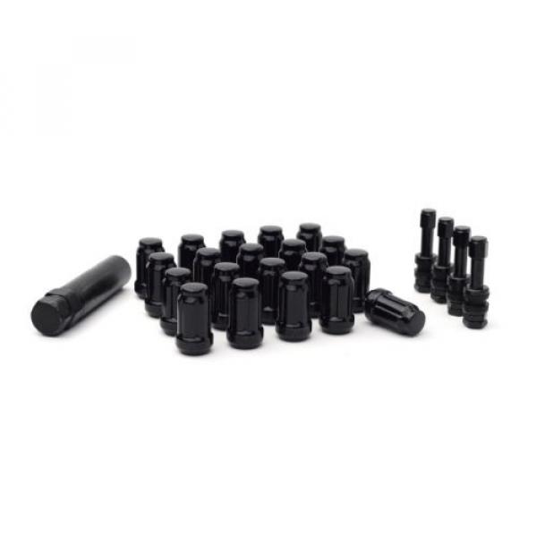 20 Black Spline Locking Lug Nuts 12x1.5 | 4 Black Aluminum Valve Stems | NEW #2 image