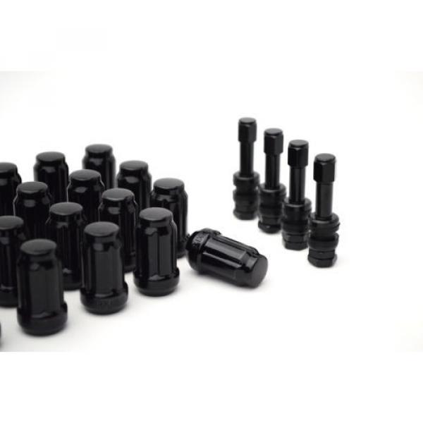 20 Black Spline Locking Lug Nuts 12x1.5 | 4 Black Aluminum Valve Stems | NEW #4 image