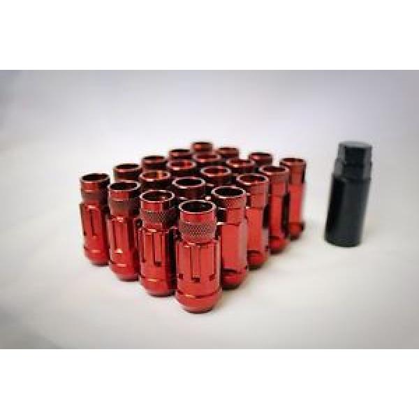 SYNERGY 12X1.5 20PC OPEN END STEEL EXTENDED LUG NUTS RED LOCK+KEY #1 image