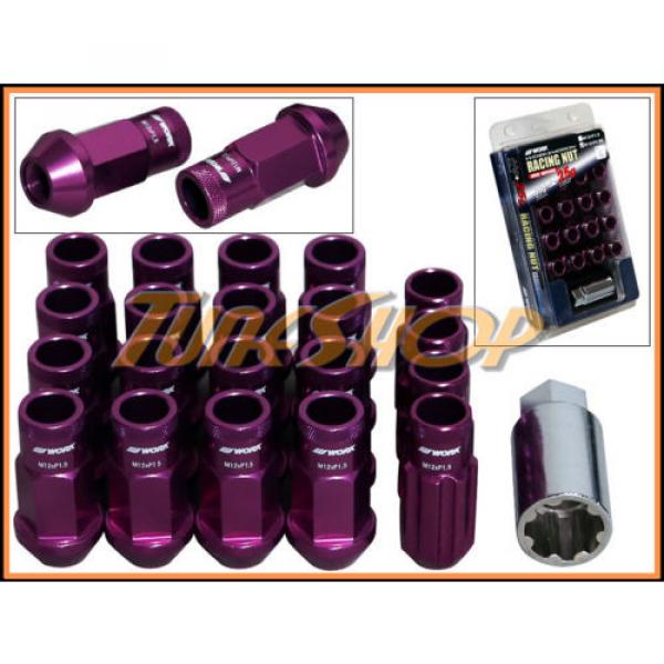 WORK RACING RS-R EXTENDED FORGED ALUMINUM LOCK LUG NUTS 12X1.5 1.5 PURPLE OPEN L #1 image