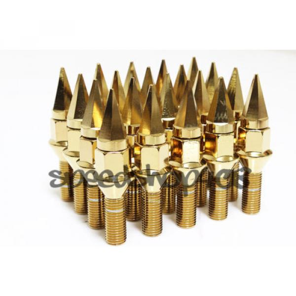 Z RACING 28mm Gold SPIKE LUG BOLTS 12X1.5MM FOR BMW 3-SERIES Cone Seat #1 image