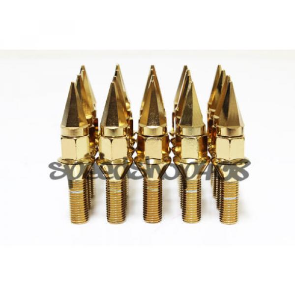 Z RACING 28mm Gold SPIKE LUG BOLTS 12X1.5MM FOR BMW 3-SERIES Cone Seat #2 image