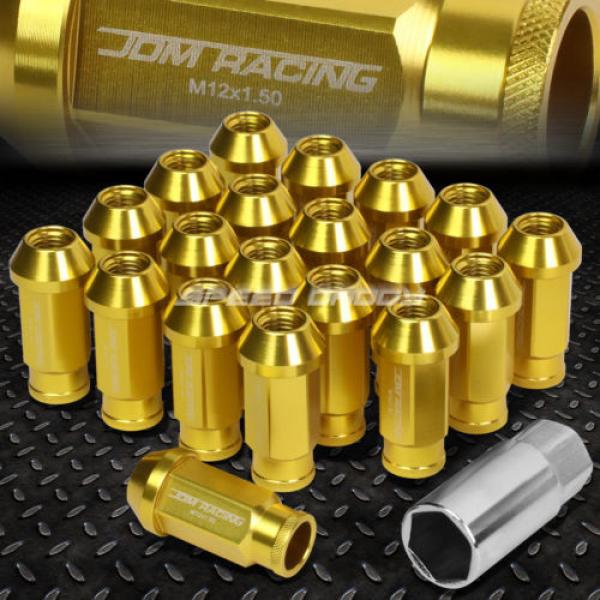 20X RACING RIM 50MM OPEN END ANODIZED WHEEL LUG NUT+ADAPTER KEY GOLD #1 image