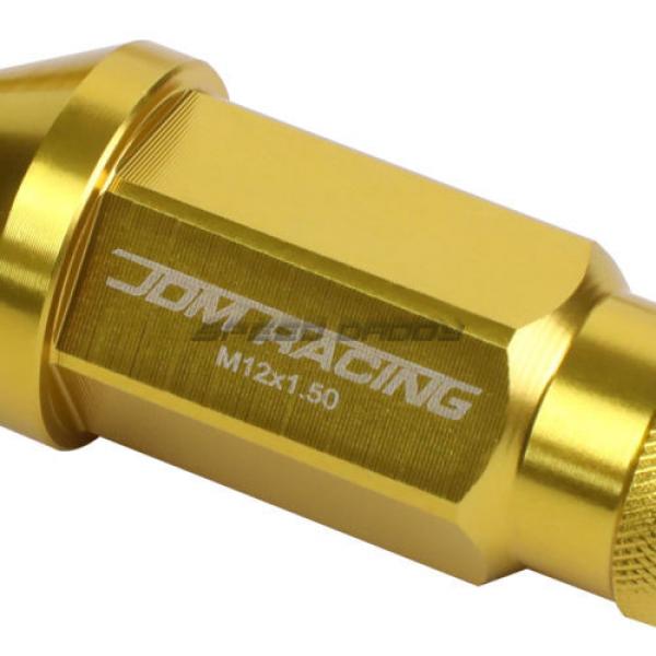 20X RACING RIM 50MM OPEN END ANODIZED WHEEL LUG NUT+ADAPTER KEY GOLD #2 image