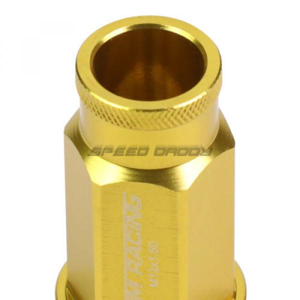 20X RACING RIM 50MM OPEN END ANODIZED WHEEL LUG NUT+ADAPTER KEY GOLD #3 image