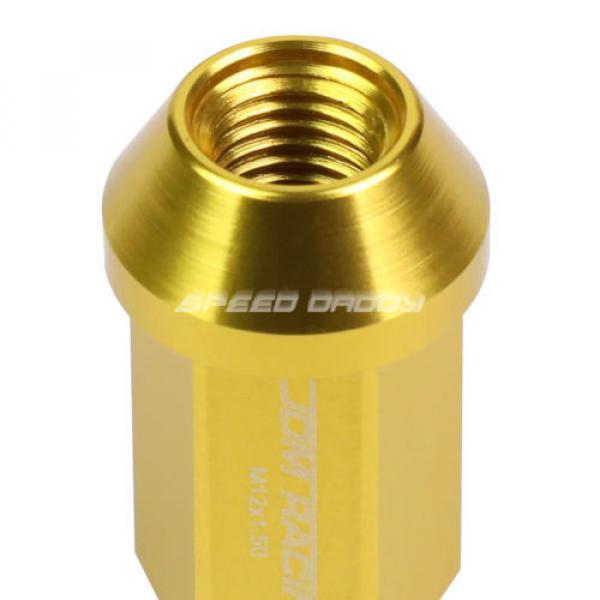 20X RACING RIM 50MM OPEN END ANODIZED WHEEL LUG NUT+ADAPTER KEY GOLD #4 image