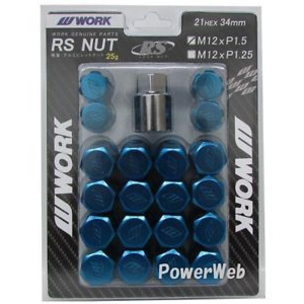 20P WORK Wheels RS nuts 21HEX M12 x P1.5 34mm 25g BLUE lock nut Japan Made #1 image