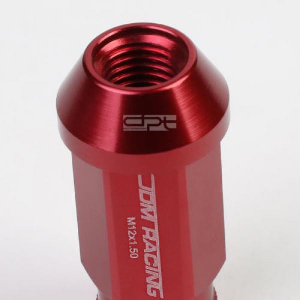 20X M12 X 1.5 LOCKING LUG RACING RIM/WHEEL ACORN TUNER LOCK NUTS+KEY RED #4 image