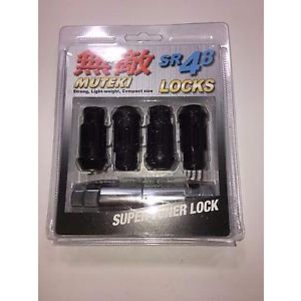 MUTEKI 32901B Black 12mm x 1.25mm SR48 Open End Locking Lug Nut Set NEW SEALED #1 image