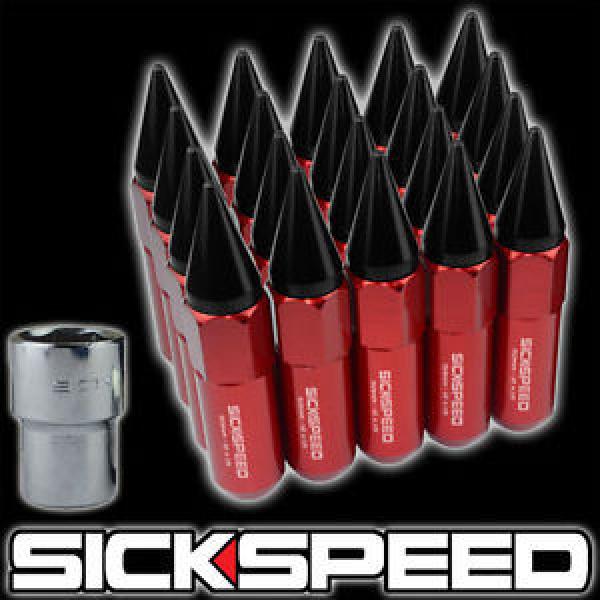 20 RED/BLACK SPIKED ALUMINUM EXTENDED 60MM LOCKING LUG NUTS WHEELS 12X1.5 L07 #1 image