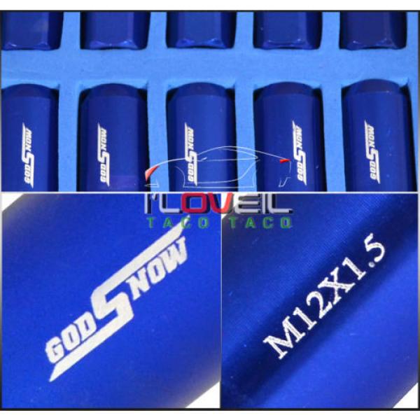 M12 X 1.5MM EXTENDED LOCKING PERFORMANCE RACING LUG NUTS 20PC SET JDM VIP BLUE #3 image