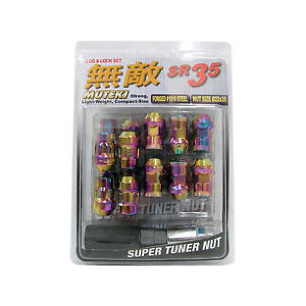 MUTEKI SR35 20PCS WHEELS TUNER LUG + LOCK NUTS (CLOSE END/12X1.5/NEON CHROME) ## #1 image