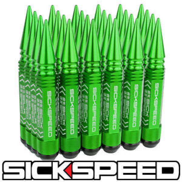 SICKSPEED 24 PC GREEN 5 1/2&#034; LONG SPIKED STEEL LOCKING LUG NUTS 12X1.5 L18 #1 image