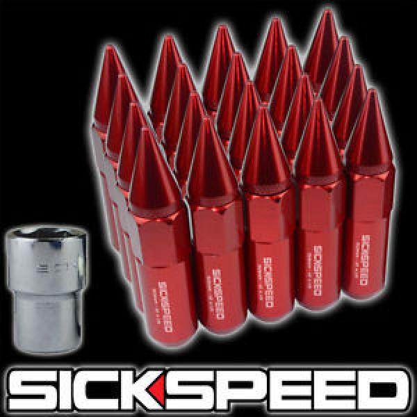 20 RED/RED SPIKED ALUMINUM EXTENDED 60MM LOCKING LUG NUTS WHEELS/RIMS 12X1.5 L07 #1 image