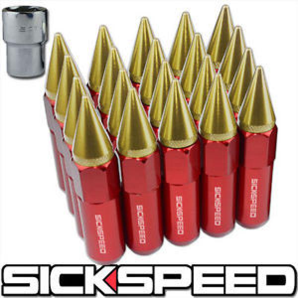 SICKSPEED 20 RED/24K SPIKED EXTENDED LOCKING 60MM LUG NUTS FOR WHEELS 14X1.5 L19 #1 image