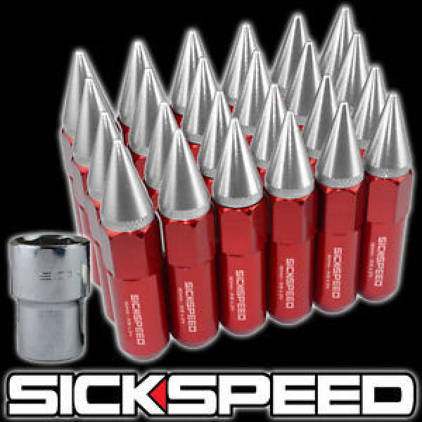 24 RED/POLISHED SPIKED ALUMINUM EXTENDED LOCKING LUG NUTS WHEELS/RIMS 12X1.5 L18 #1 image