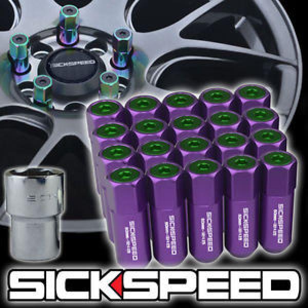 20 PURPLE/GREEN CAPPED ALUMINUM EXTENDED 60MM LOCKING LUG NUTS WHEEL 12X1.5 L17 #1 image
