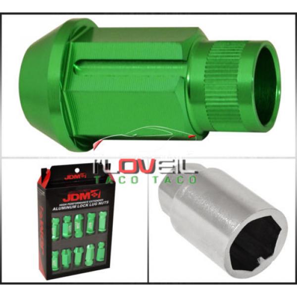 FOR PONTIAC M12X1.5MM LOCKING LUG NUTS 20PC EXTENDED FORGED ALUMINUM TUNER GREEN #3 image