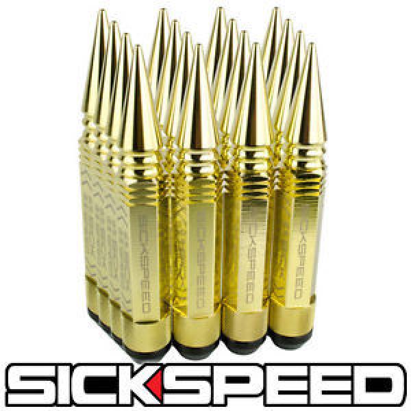 SICKSPEED 16 PC 24K GOLD 5 1/2&#034; LONG SPIKED STEEL LOCKING  LUG NUTS 12X1.5 L16 #1 image