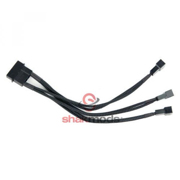 Molex to 3 x 3 pin Fan Adapter 7v Black Sleeved Extension Power Cable Modding #2 image