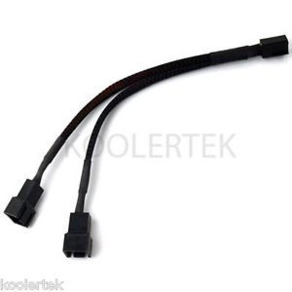 3-Pin Computer Case Fan Y Splitter / PC Power Adapter Cable w/ Black Sleeve (6&#034;) #1 image