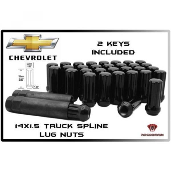 24 Pc Black Spline 14x1.5 Truck Locking Lug Nuts Chevy Gmc 6x5.5 Toyota Cadillac #1 image