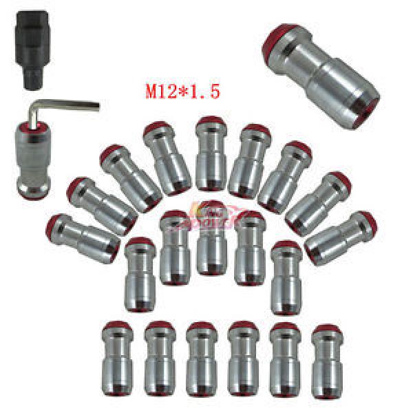 RED M12x1.5 STEEL JDM EXTENDED DUST CAP LUG NUTS WHEEL RIMS TUNER WITH LOCK #1 image