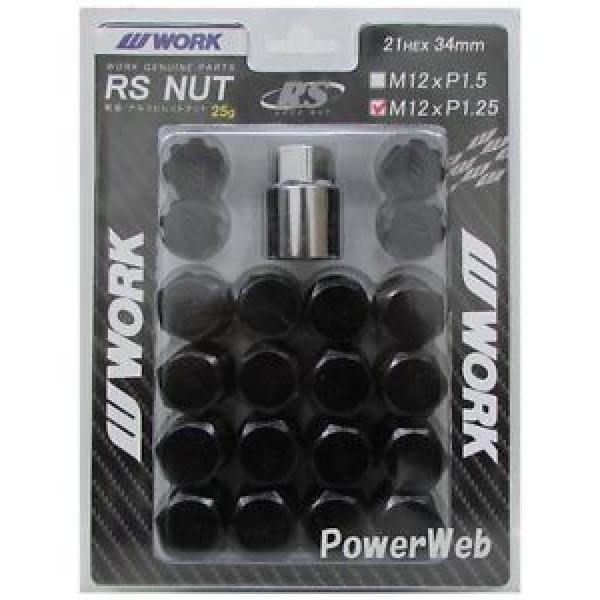 20P WORK Wheels RS nuts 21HEX M12 x P1.25 34mm 25g BLACK lock nut Japan Made #1 image