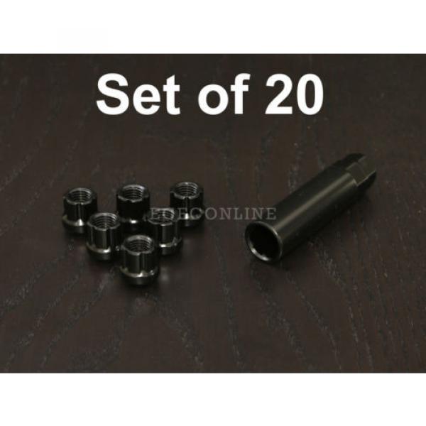 20pc 12x1.5 Spline Black Lug Nuts w/ Key (Cone Seat) Short Open End Locking #1 image