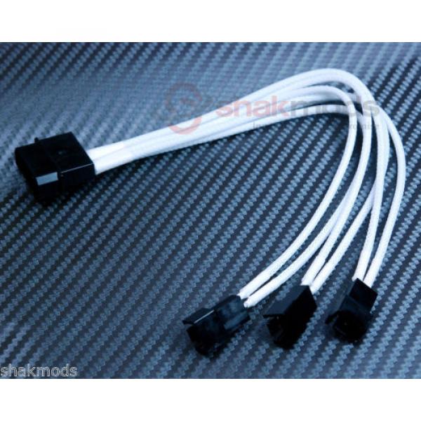 Shakmods 4pin Molex to 3x 3pin Fan 5v Y Adapter 20cm Power Cable White Sleeved #1 image
