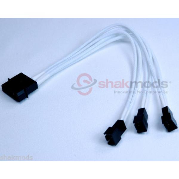 Shakmods 4pin Molex to 3x 3pin Fan 5v Y Adapter 20cm Power Cable White Sleeved #2 image