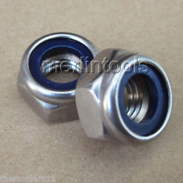 2Pcs M8 x 1.25 Metric Left Hand Thread Stainless Steel Nylon Lock Hex Nut #1 image