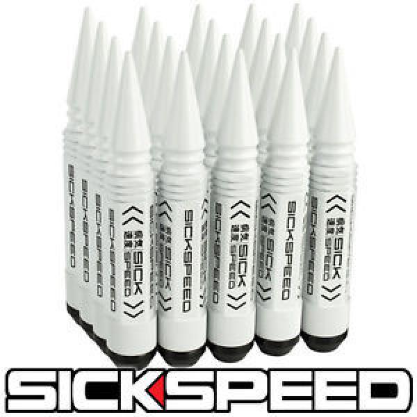 SICKSPEED 20 PC WHITE 5 1/2&#034; LONG SPIKED STEEL EXTENDED LOCKING LUG NUTS 14X2 #1 image