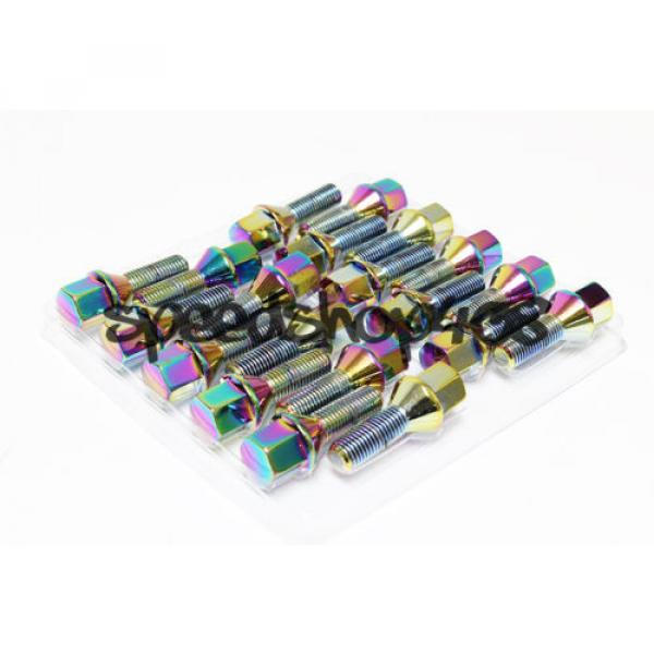Z RACING 28mm Neo Chrome LUG BOLTS 12X1.5MM FOR BMW 3-SERIES Cone Seat #2 image