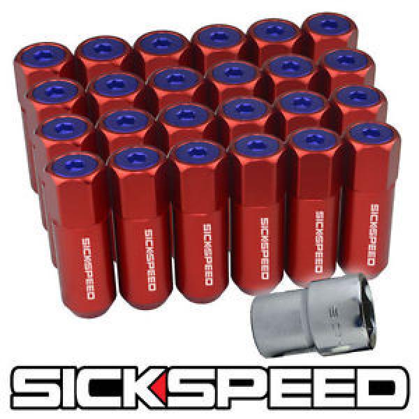 SICKSPEED 24 RED/BLUE CAPPED ALUMINUM EXTENDED 60MM LOCKING LUG NUTS 1/2x20 L23 #1 image