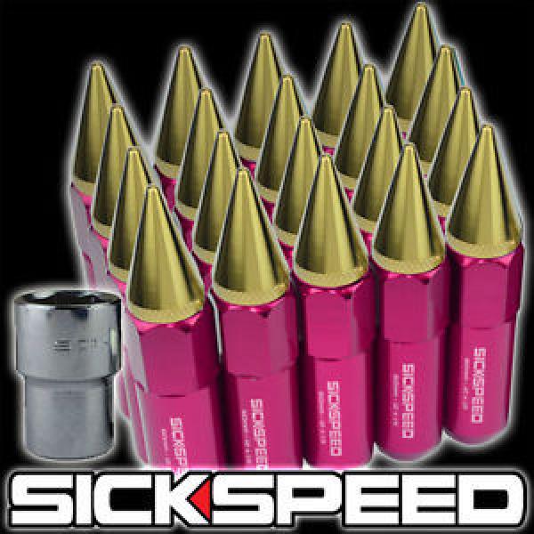 20 SPIKED 60MM EXTENDED TUNER LOCKING LUG NUTS LUGS WHEELS 12X1.5 PINK/24K L07 #1 image