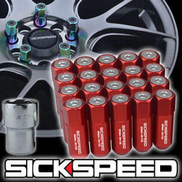 20 RED/POLISHED CAPPED ALUMINUM EXTENDED 60MM LOCKING LUG NUTS WHEEL 12X1.5 L17 #1 image