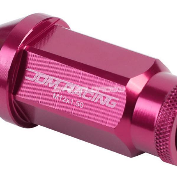 20X RACING RIM 50MM OPEN END ANODIZED WHEEL LUG NUT+ADAPTER KEY PINK #2 image
